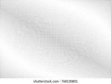Abstract halftone wave dotted background. Futuristic twisted grunge pattern, dot, circles.  Vector modern optical pop art texture for posters, business cards, cover, labels mock-up, stickers layout