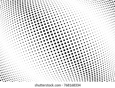 Abstract halftone wave dotted background. Futuristic twisted grunge pattern, dot, circles.  Vector modern optical pop art texture for posters, business cards, cover, labels mock-up, stickers layout