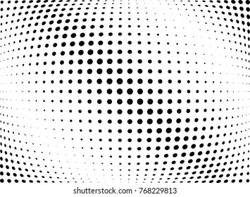 Abstract halftone wave dotted background. Futuristic twisted grunge pattern, dot, circles.  Vector modern optical pop art texture for posters, business cards, cover, labels mock-up, stickers layout