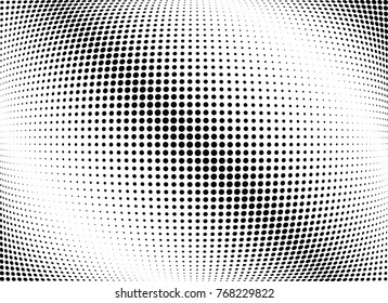 Abstract halftone wave dotted background. Futuristic twisted grunge pattern, dot, circles.  Vector modern optical pop art texture for posters, business cards, cover, labels mock-up, stickers layout