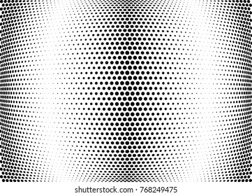 Abstract halftone wave dotted background. Futuristic twisted grunge pattern, dot, circles.  Vector modern optical pop art texture for posters, business cards, cover, labels mock-up, stickers layout