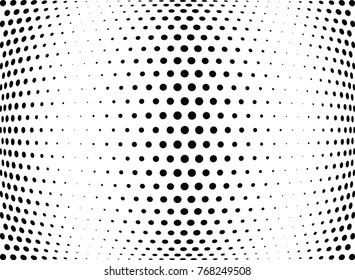 Abstract halftone wave dotted background. Futuristic twisted grunge pattern, dot, circles.  Vector modern optical pop art texture for posters, business cards, cover, labels mock-up, stickers layout