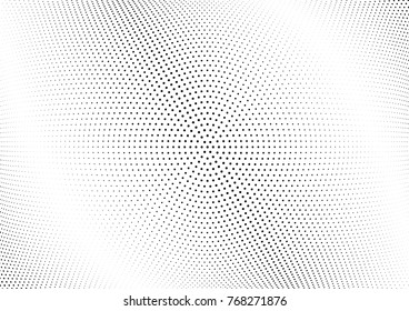 Abstract halftone wave dotted background. Futuristic twisted grunge pattern, dot, circles.  Vector modern optical pop art texture for posters, business cards, cover, labels mock-up, stickers layout