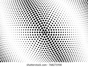 Abstract halftone wave dotted background. Futuristic twisted grunge pattern, dot, circles.  Vector modern optical pop art texture for posters, business cards, cover, labels mock-up, stickers layout