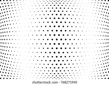 Abstract halftone wave dotted background. Futuristic twisted grunge pattern, dot, circles.  Vector modern optical pop art texture for posters, business cards, cover, labels mock-up, stickers layout