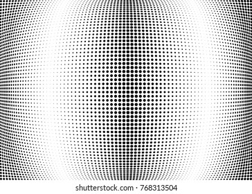Abstract halftone wave dotted background. Futuristic twisted grunge pattern, dot, circles.  Vector modern optical pop art texture for posters, business cards, cover, labels mock-up, stickers layout