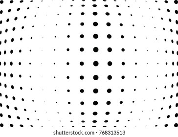 Abstract halftone wave dotted background. Futuristic twisted grunge pattern, dot, circles.  Vector modern optical pop art texture for posters, business cards, cover, labels mock-up, stickers layout