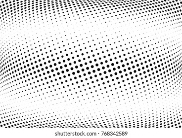 Abstract halftone wave dotted background. Futuristic twisted grunge pattern, dot, circles.  Vector modern optical pop art texture for posters, business cards, cover, labels mock-up, stickers layout
