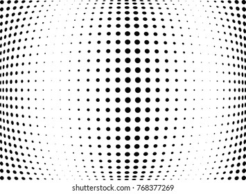 Abstract halftone wave dotted background. Futuristic twisted grunge pattern, dot, circles.  Vector modern optical pop art texture for posters, business cards, cover, labels mock-up, stickers layout