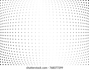 Abstract halftone wave dotted background. Futuristic twisted grunge pattern, dot, circles.  Vector modern optical pop art texture for posters, business cards, cover, labels mock-up, stickers layout