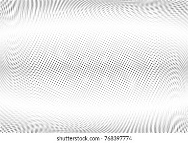 Abstract halftone wave dotted background. Futuristic twisted grunge pattern, dot, circles.  Vector modern optical pop art texture for posters, business cards, cover, labels mock-up, stickers layout