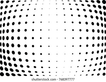 Abstract halftone wave dotted background. Futuristic twisted grunge pattern, dot, circles.  Vector modern optical pop art texture for posters, business cards, cover, labels mock-up, stickers layout