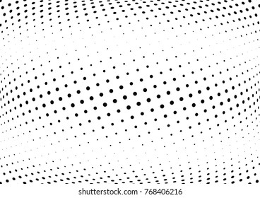 Abstract halftone wave dotted background. Futuristic twisted grunge pattern, dot, circles.  Vector modern optical pop art texture for posters, business cards, cover, labels mock-up, stickers layout