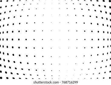 Abstract halftone wave dotted background. Futuristic twisted grunge pattern, dot, circles.  Vector modern optical pop art texture for posters, business cards, cover, labels mock-up, stickers layout