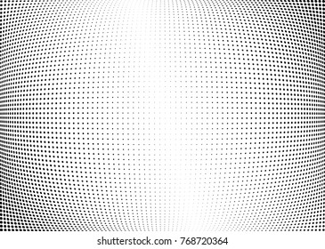 Abstract halftone wave dotted background. Futuristic twisted grunge pattern, dot, circles.  Vector modern optical pop art texture for posters, business cards, cover, labels mock-up, stickers layout