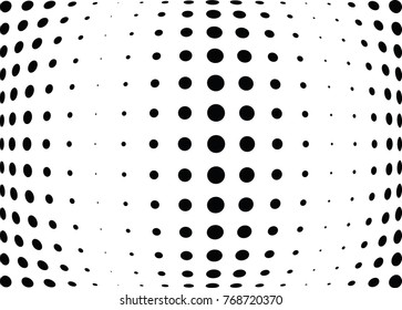 Abstract halftone wave dotted background. Futuristic twisted grunge pattern, dot, circles.  Vector modern optical pop art texture for posters, business cards, cover, labels mock-up, stickers layout