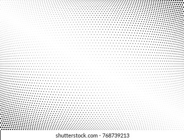 Abstract halftone wave dotted background. Futuristic twisted grunge pattern, dot, circles.  Vector modern optical pop art texture for posters, business cards, cover, labels mock-up, stickers layout