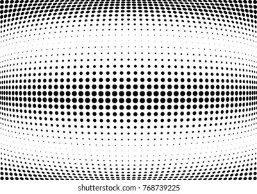 Abstract halftone wave dotted background. Futuristic twisted grunge pattern, dot, circles.  Vector modern optical pop art texture for posters, business cards, cover, labels mock-up, stickers layout