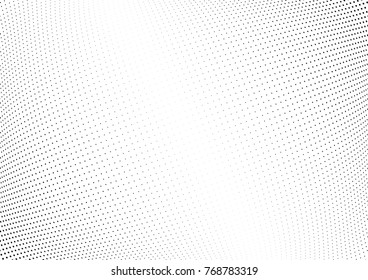 Abstract halftone wave dotted background. Futuristic twisted grunge pattern, dot, circles.  Vector modern optical pop art texture for posters, business cards, cover, labels mock-up, stickers layout