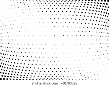 Abstract halftone wave dotted background. Futuristic twisted grunge pattern, dot, circles.  Vector modern optical pop art texture for posters, business cards, cover, labels mock-up, stickers layout