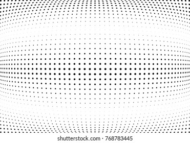 Abstract halftone wave dotted background. Futuristic twisted grunge pattern, dot, circles.  Vector modern optical pop art texture for posters, business cards, cover, labels mock-up, stickers layout