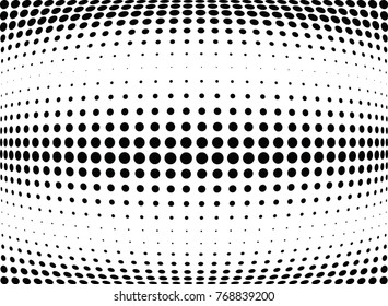 Abstract halftone wave dotted background. Futuristic twisted grunge pattern, dot, circles.  Vector modern optical pop art texture for posters, business cards, cover, labels mock-up, stickers layout