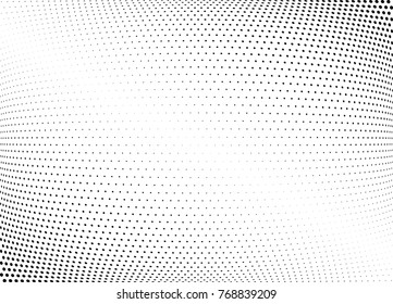 Abstract halftone wave dotted background. Futuristic twisted grunge pattern, dot, circles.  Vector modern optical pop art texture for posters, business cards, cover, labels mock-up, stickers layout