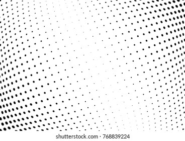 Abstract halftone wave dotted background. Futuristic twisted grunge pattern, dot, circles.  Vector modern optical pop art texture for posters, business cards, cover, labels mock-up, stickers layout