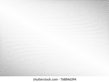 Abstract halftone wave dotted background. Futuristic twisted grunge pattern, dot, circles.  Vector modern optical pop art texture for posters, business cards, cover, labels mock-up, stickers layout