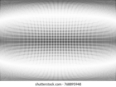 Abstract halftone wave dotted background. Futuristic twisted grunge pattern, dot, circles.  Vector modern optical pop art texture for posters, business cards, cover, labels mock-up, stickers layout