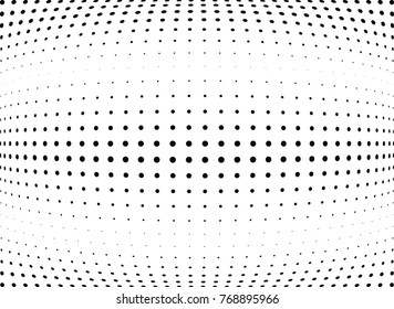 Abstract halftone wave dotted background. Futuristic twisted grunge pattern, dot, circles.  Vector modern optical pop art texture for posters, business cards, cover, labels mock-up, stickers layout