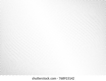 Abstract halftone wave dotted background. Futuristic twisted grunge pattern, dot, circles.  Vector modern optical pop art texture for posters, business cards, cover, labels mock-up, stickers layout