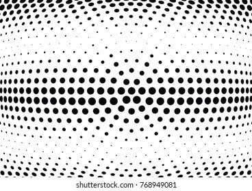 Abstract halftone wave dotted background. Futuristic twisted grunge pattern, dot, circles.  Vector modern optical pop art texture for posters, business cards, cover, labels mock-up, stickers layout