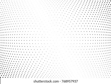 Abstract halftone wave dotted background. Futuristic twisted grunge pattern, dot, circles.  Vector modern optical pop art texture for posters, business cards, cover, labels mock-up, stickers layout