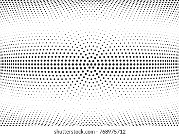 Abstract halftone wave dotted background. Futuristic twisted grunge pattern, dot, circles.  Vector modern optical pop art texture for posters, business cards, cover, labels mock-up, stickers layout