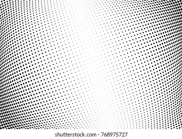 Abstract halftone wave dotted background. Futuristic twisted grunge pattern, dot, circles.  Vector modern optical pop art texture for posters, business cards, cover, labels mock-up, stickers layout