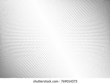 Abstract halftone wave dotted background. Futuristic twisted grunge pattern, dot, circles.  Vector modern optical pop art texture for posters, business cards, cover, labels mock-up, stickers layout