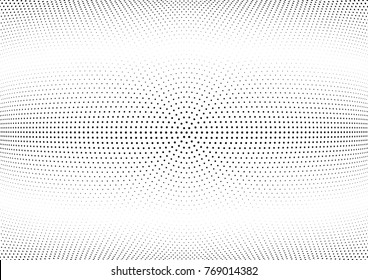 Abstract halftone wave dotted background. Futuristic twisted grunge pattern, dot, circles.  Vector modern optical pop art texture for posters, business cards, cover, labels mock-up, stickers layout