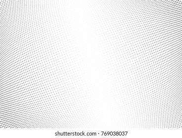 Abstract halftone wave dotted background. Futuristic twisted grunge pattern, dot, circles.  Vector modern optical pop art texture for posters, business cards, cover, labels mock-up, stickers layout