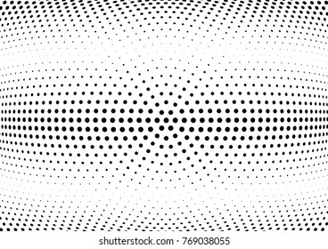 Abstract halftone wave dotted background. Futuristic twisted grunge pattern, dot, circles.  Vector modern optical pop art texture for posters, business cards, cover, labels mock-up, stickers layout