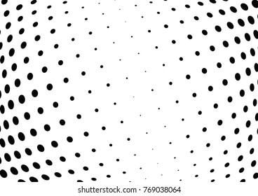 Abstract halftone wave dotted background. Futuristic twisted grunge pattern, dot, circles.  Vector modern optical pop art texture for posters, business cards, cover, labels mock-up, stickers layout