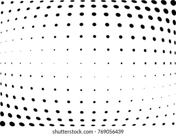 Abstract halftone wave dotted background. Futuristic twisted grunge pattern, dot, circles.  Vector modern optical pop art texture for posters, business cards, cover, labels mock-up, stickers layout