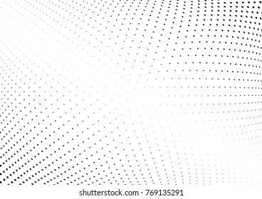 Abstract halftone wave dotted background. Futuristic twisted grunge pattern, dot, circles.  Vector modern optical pop art texture for posters, business cards, cover, labels mock-up, stickers layout