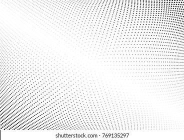 Ola de semitonos abstracta salpicada de fondo. Futurista estampado de trituro, punto, círculos.  Textura moderna de arte pop óptico vectorial para carteles, tarjetas de visita, portada, maqueta de etiquetas, diseño de etiquetas