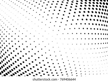 Abstract halftone wave dotted background. Futuristic twisted grunge pattern, dot, circles.  Vector modern optical pop art texture for posters, business cards, cover, labels mock-up, stickers layout