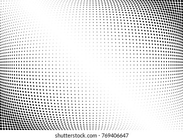 Abstract halftone wave dotted background. Futuristic twisted grunge pattern, dot, circles.  Vector modern optical pop art texture for posters, business cards, cover, labels mock-up, stickers layout