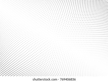 Abstract halftone wave dotted background. Futuristic twisted grunge pattern, dot, circles.  Vector modern optical pop art texture for posters, business cards, cover, labels mock-up, stickers layout