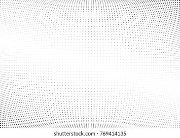 Abstract halftone wave dotted background. Futuristic twisted grunge pattern, dot, circles.  Vector modern optical pop art texture for posters, business cards, cover, labels mock-up, stickers layout