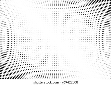 Abstract halftone wave dotted background. Futuristic twisted grunge pattern, dot, circles.  Vector modern optical pop art texture for posters, business cards, cover, labels mock-up, stickers layout