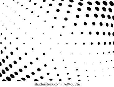 Abstract halftone wave dotted background. Futuristic twisted grunge pattern, dot, circles.  Vector modern optical pop art texture for posters, business cards, cover, labels mock-up, stickers layout